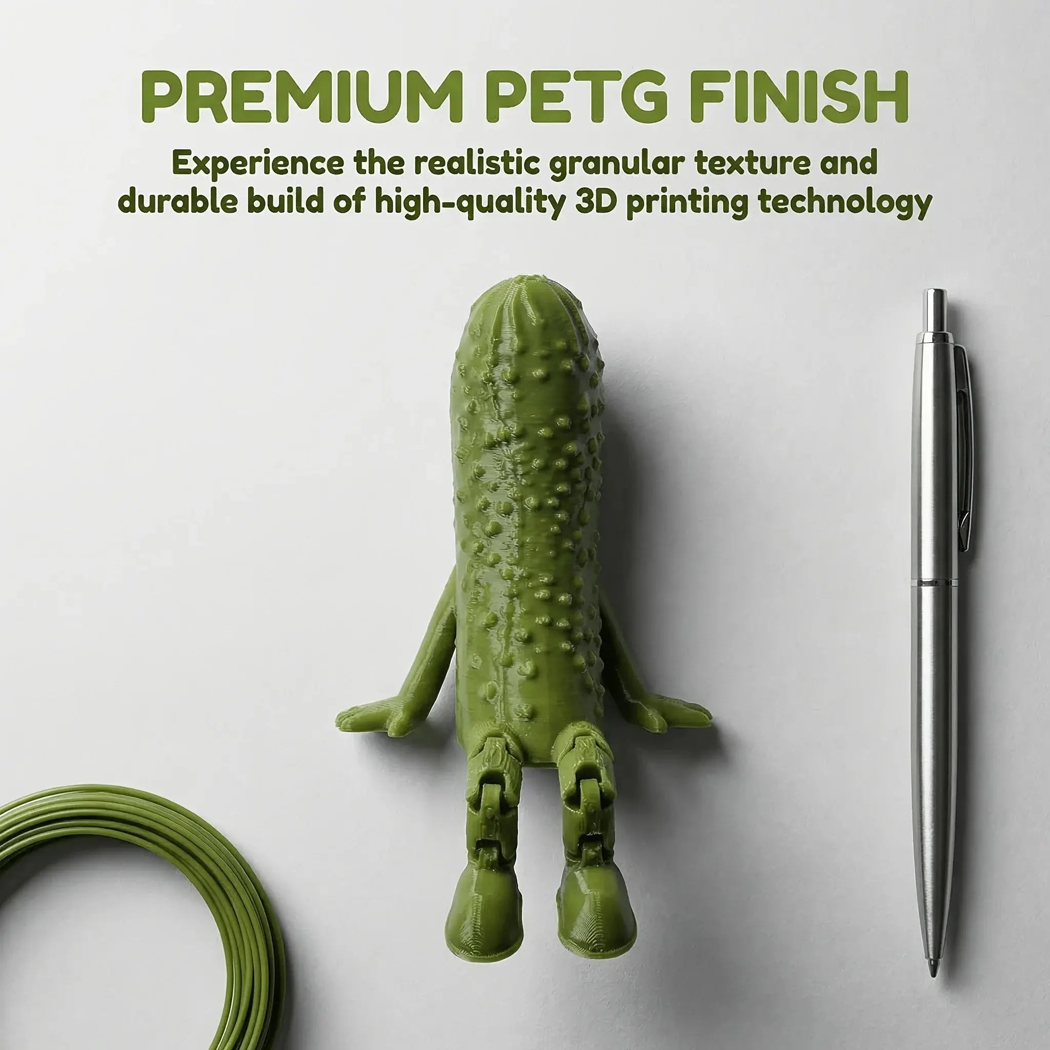 Articulated Pickle Figurine 3D Printed Movable Pickle Desk Accompanying Fruit Little People Ornament Fun Quirky Home Decor Gifts The WTF Store