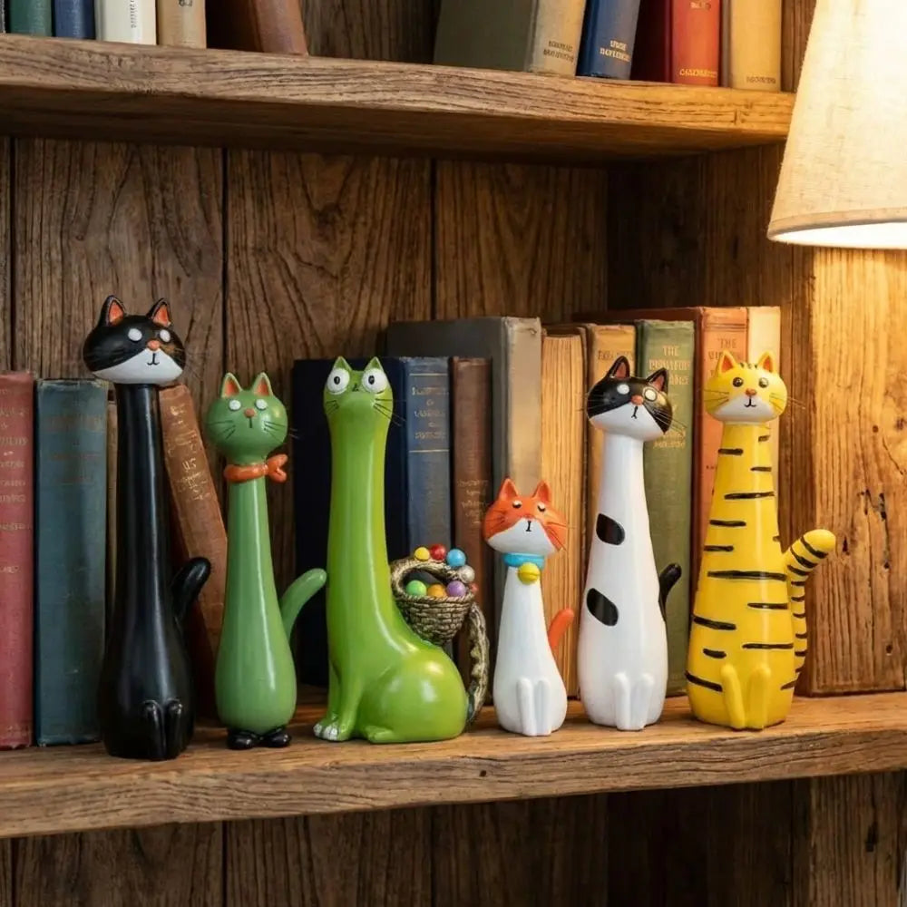 Boho Style Funny Cat-shaped Vases Ornament Synthetic Resins Cute Cartoon Style Kitty Planter Desk Decor Cat Figurine Shelf Decor The WTF Store