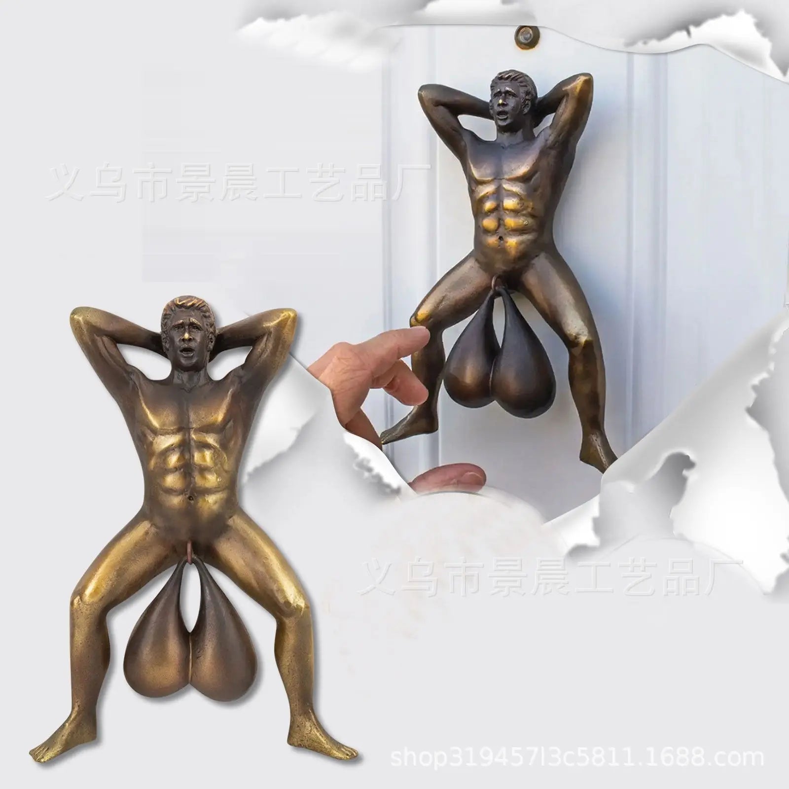 Funny Male Spoof Doorbell Resin Crafts Weird Home Door Ball Door Ring Gold Rogue Pendant Funny Gifts The WTF Store