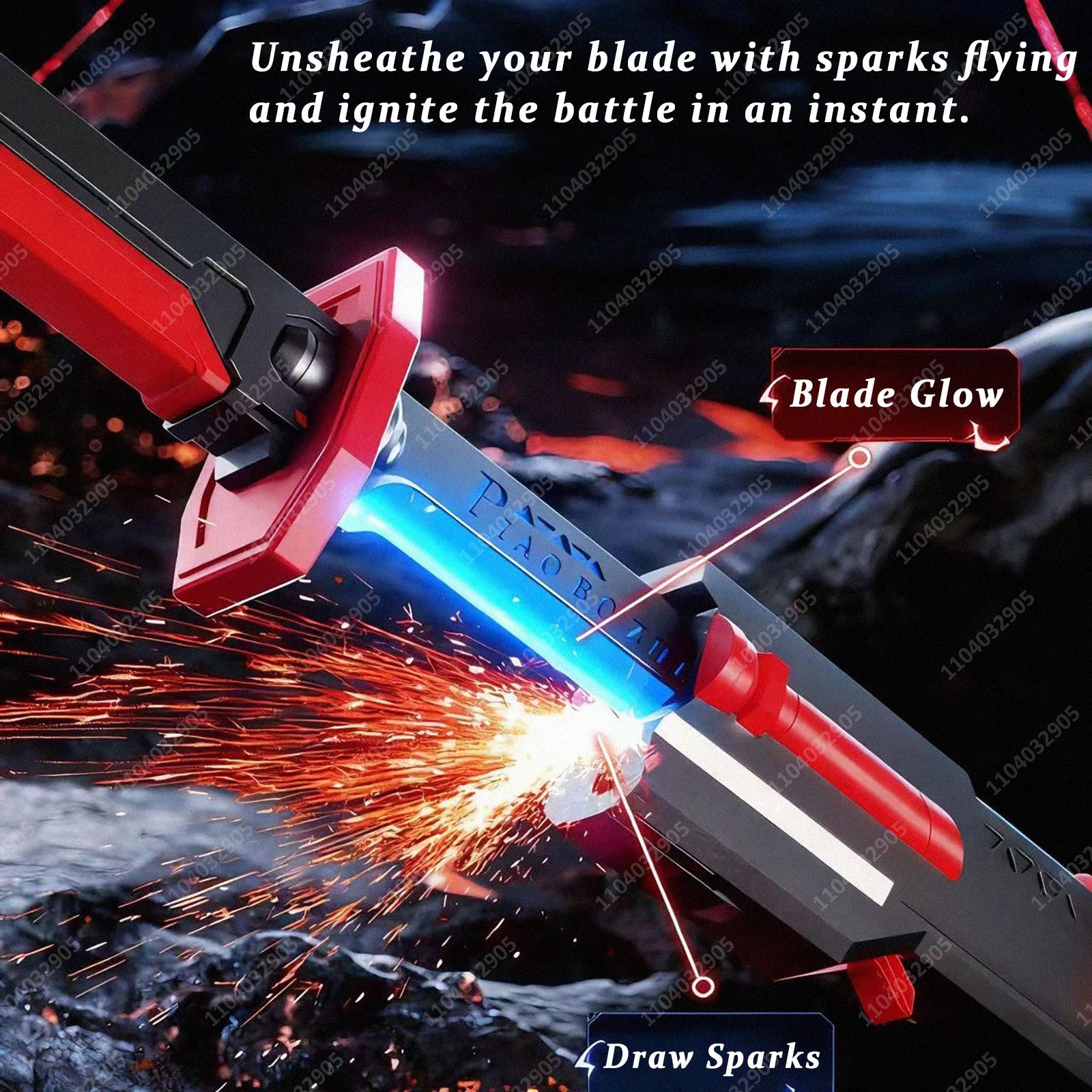 Streamer Glowing Sword with Spark & Smoke Effect Colorful 7-Color Light Sword Toy for Kids & Adults Party Cosplay Christmas Gift The WTF Store