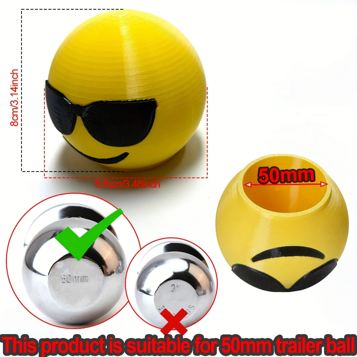 Funny Face Towing Hook Cover with 3D Caricature Design, Bright Yellow with Eyes & Mouth - Fit for Cars, Trucks, SUVs The WTF Store