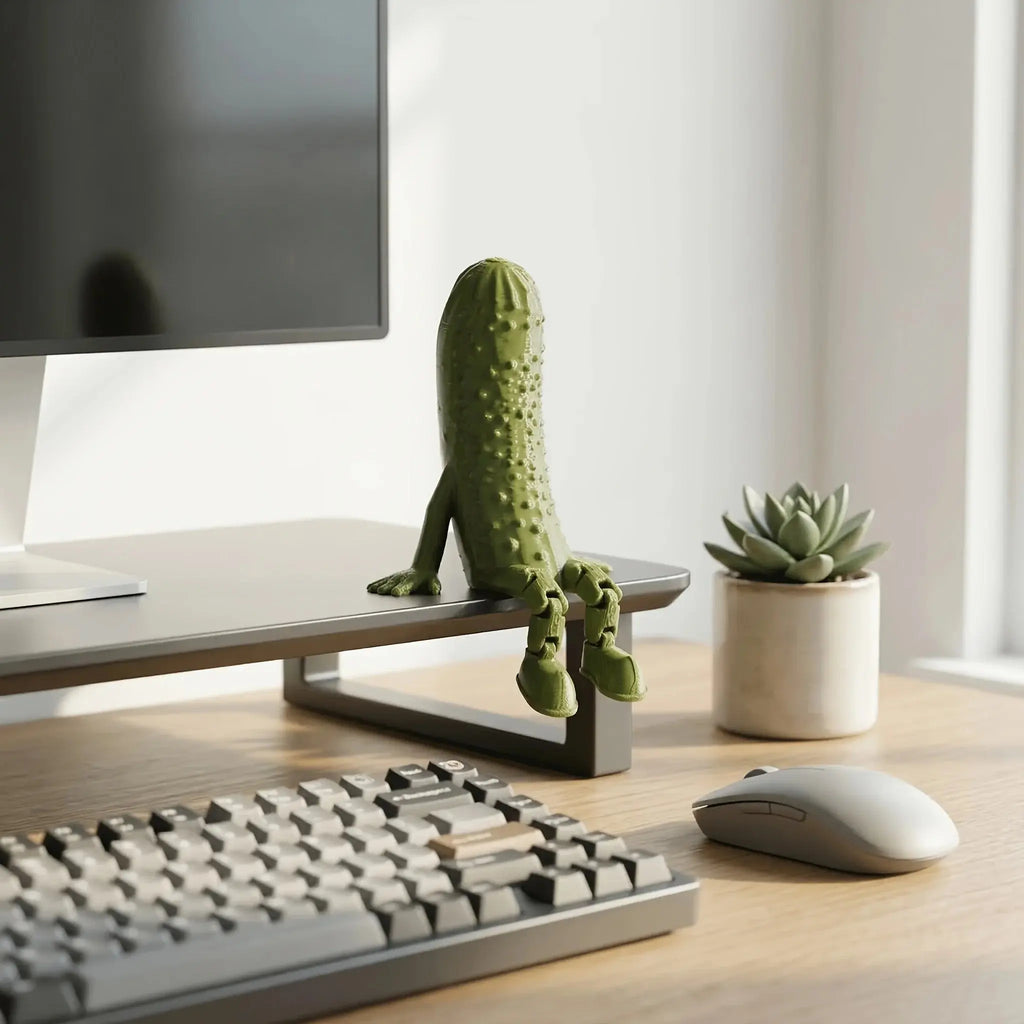 Articulated Pickle Figurine 3D Printed Movable Pickle Desk Accompanying Fruit Little People Ornament Fun Quirky Home Decor Gifts The WTF Store