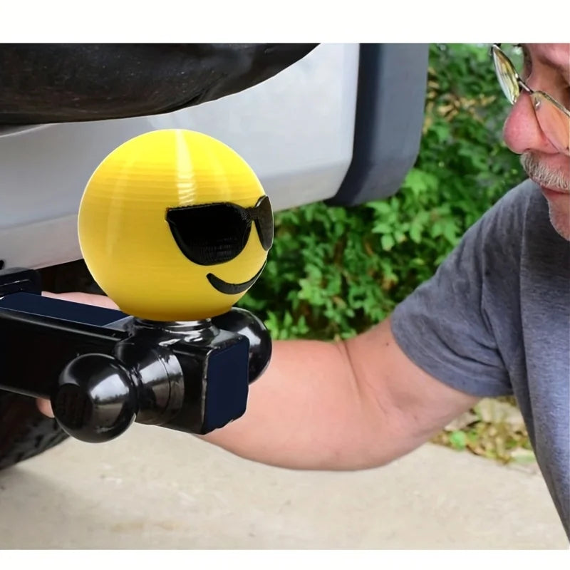 Funny Face Towing Hook Cover with 3D Caricature Design, Bright Yellow with Eyes & Mouth - Fit for Cars, Trucks, SUVs The WTF Store