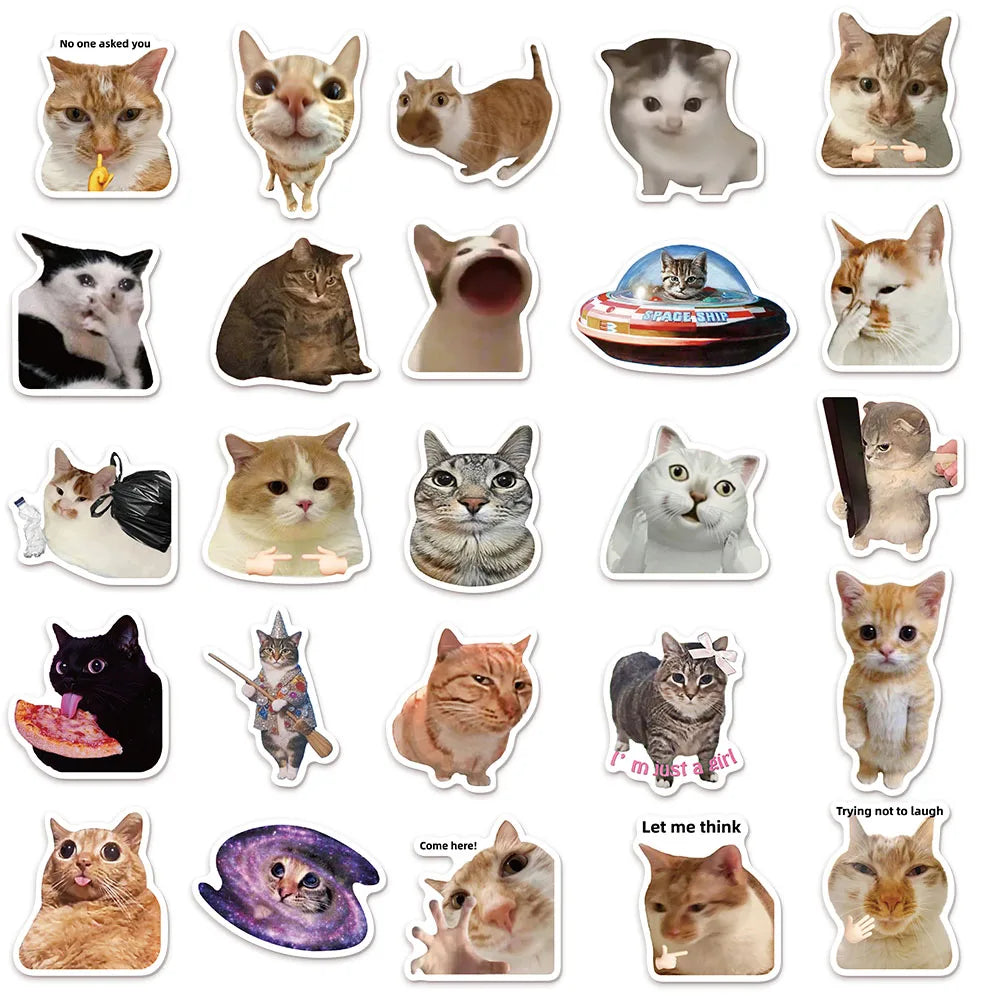 50/100PCS Creative Network Popular Cat Meme Collection Hand Account DIY Graffiti Stickers Water Cup Skateboard Stickers The WTF Store