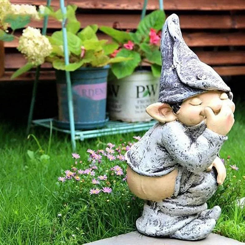 Funny Gnome Statue Garden Decoration Dwarf Taking A Shit Ornament  Home Courtyard Lawn Decoration Resin Crafts The WTF Store