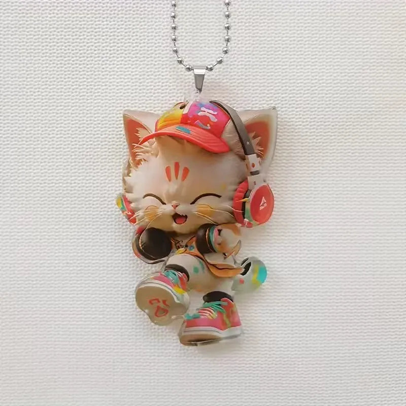 Fun Car Pendant Hanging Ornament with Chain Realistic Animal Cat-Shaped Rearview Mirror Hanging Decor Car Interior Accessories The WTF Store