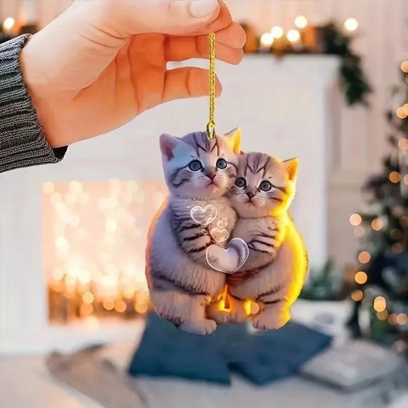 Fun Car Pendant Hanging Ornament with Chain Realistic Animal Cat-Shaped Rearview Mirror Hanging Decor Car Interior Accessories The WTF Store