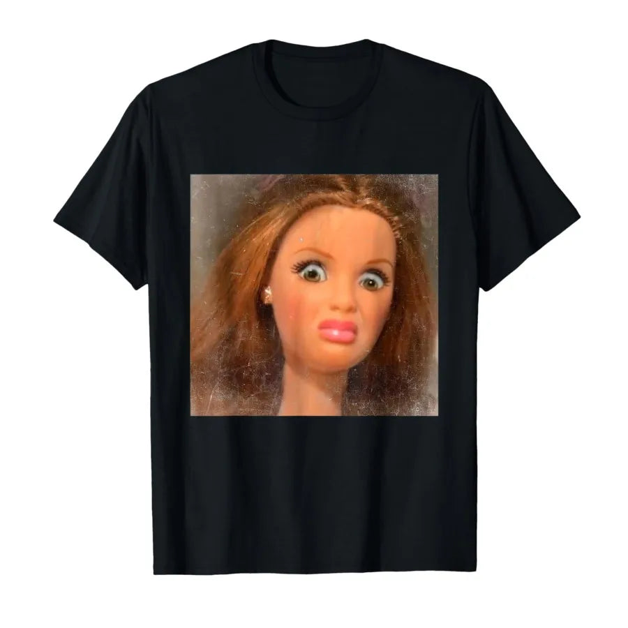 Funny Disgusting Doll Face Meme T-shirt For  Women T Shirts Short Sleeve Tops  Tee The WTF Store