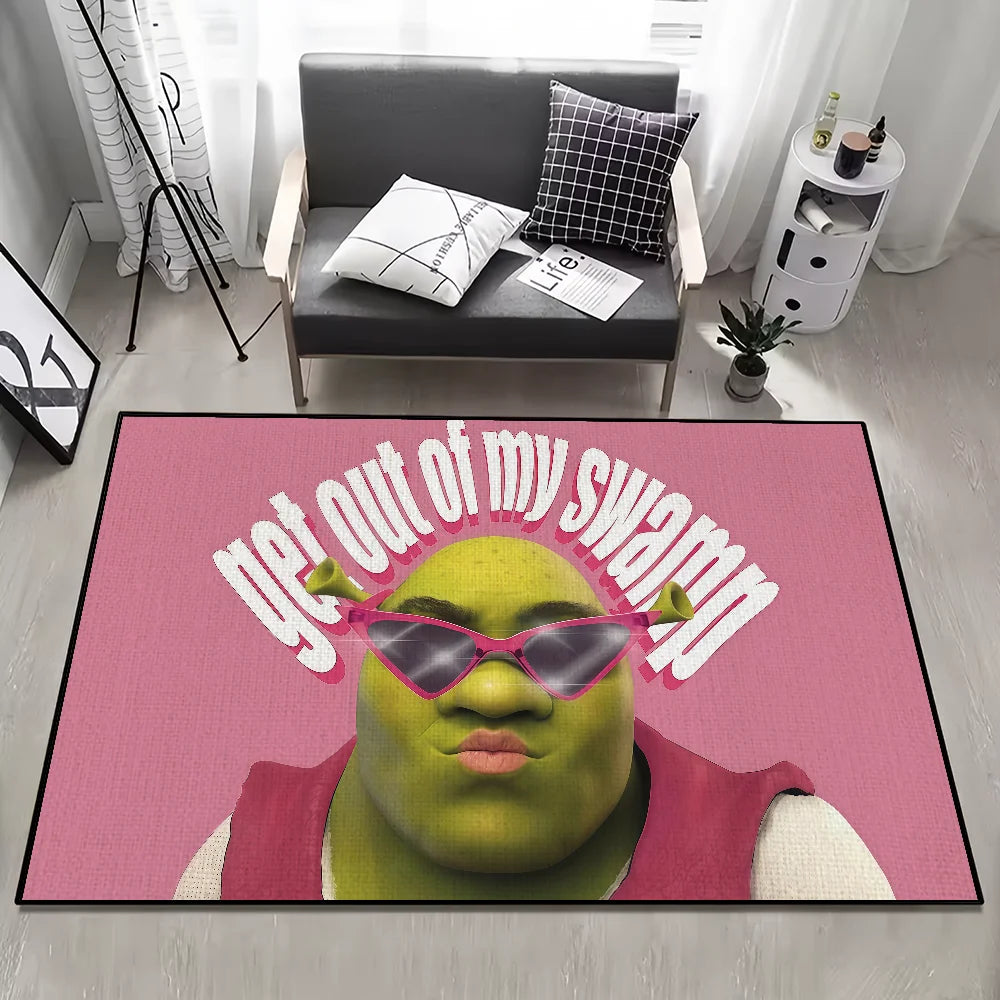 funny Classic Home Bedside Rug Kitchen Bath Floor Mat Hallway Balcony Carpet Green Face Entrance Doormat hogar Decor s-Shreks The WTF Store