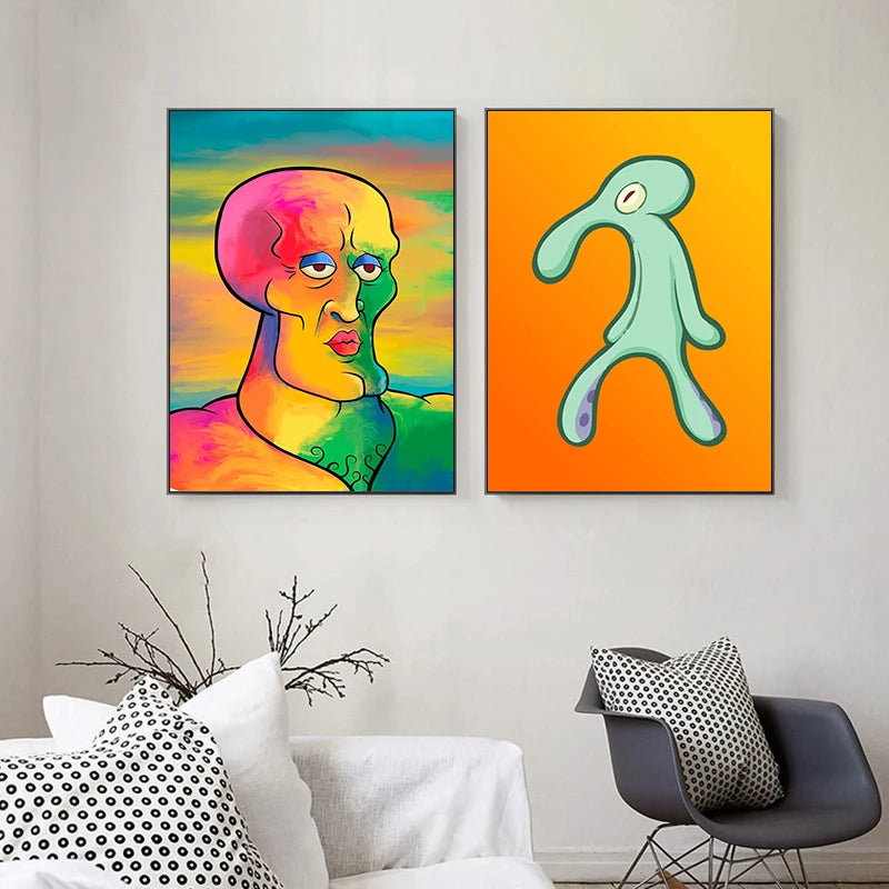 Bold And Brash Gallery Art Poster Abstract Squidward Canvas Painting Print Nordic Wall Art Picture for Living Room Home Decor The WTF Store