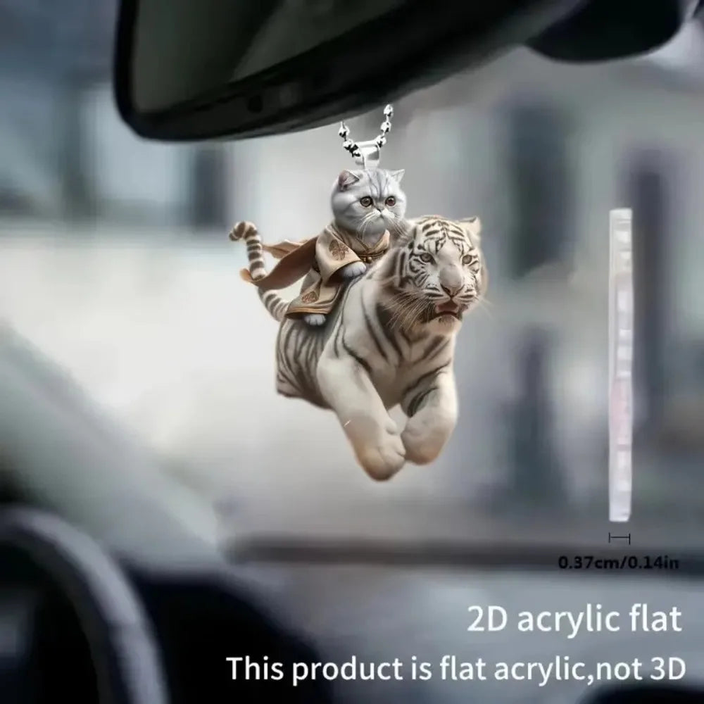 Fun Car Pendant Hanging Ornament with Chain Realistic Animal Cat-Shaped Rearview Mirror Hanging Decor Car Interior Accessories The WTF Store