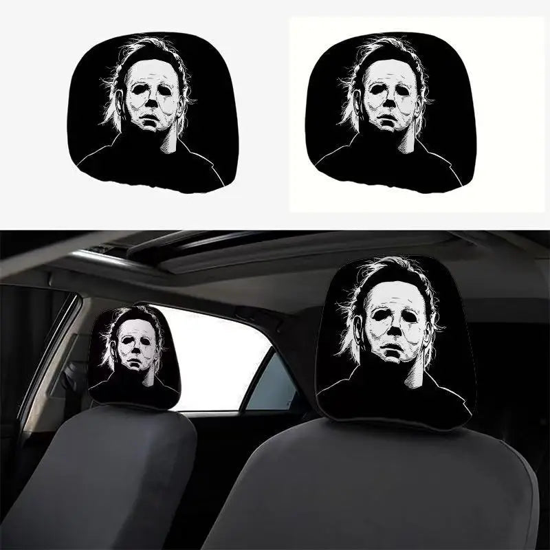 2pcs Halloween Funny Funny Car Print Headrest Case Universal Elastic Funny Funny Funny Car Headrest Case The WTF Store