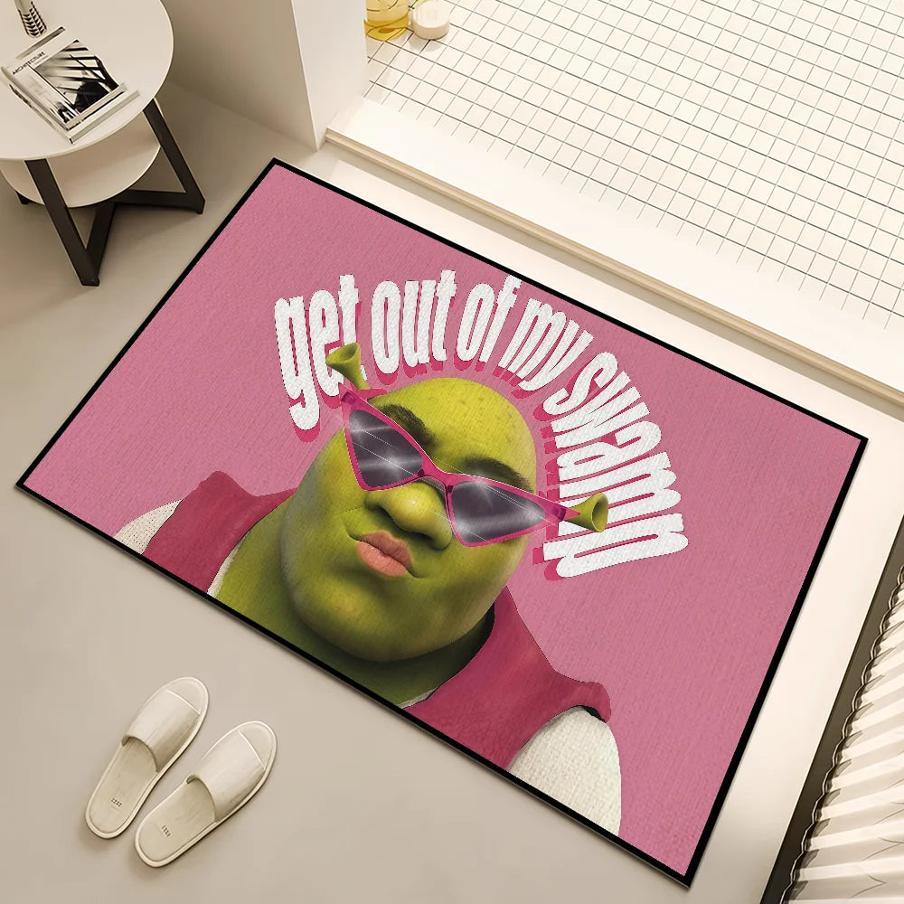funny Classic Home Bedside Rug Kitchen Bath Floor Mat Hallway Balcony Carpet Green Face Entrance Doormat hogar Decor s-Shreks The WTF Store