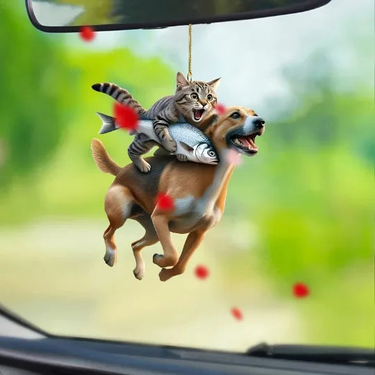Fun Car Pendant Hanging Ornament with Chain Realistic Animal Cat-Shaped Rearview Mirror Hanging Decor Car Interior Accessories The WTF Store