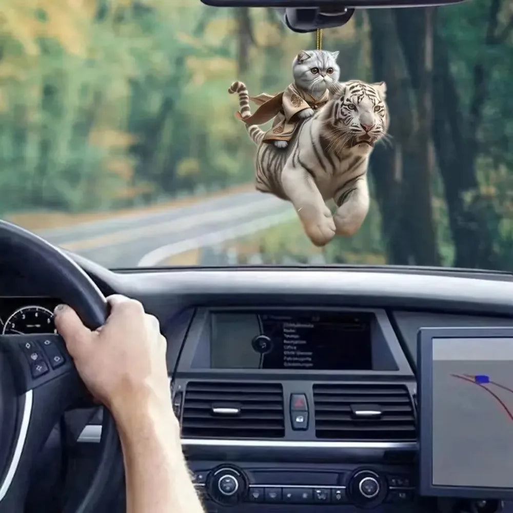 Fun Car Pendant Hanging Ornament with Chain Realistic Animal Cat-Shaped Rearview Mirror Hanging Decor Car Interior Accessories The WTF Store