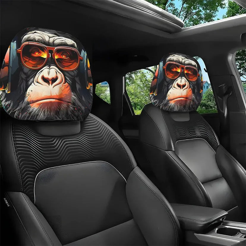2pcs Halloween Funny Funny Car Print Headrest Case Universal Elastic Funny Funny Funny Car Headrest Case The WTF Store