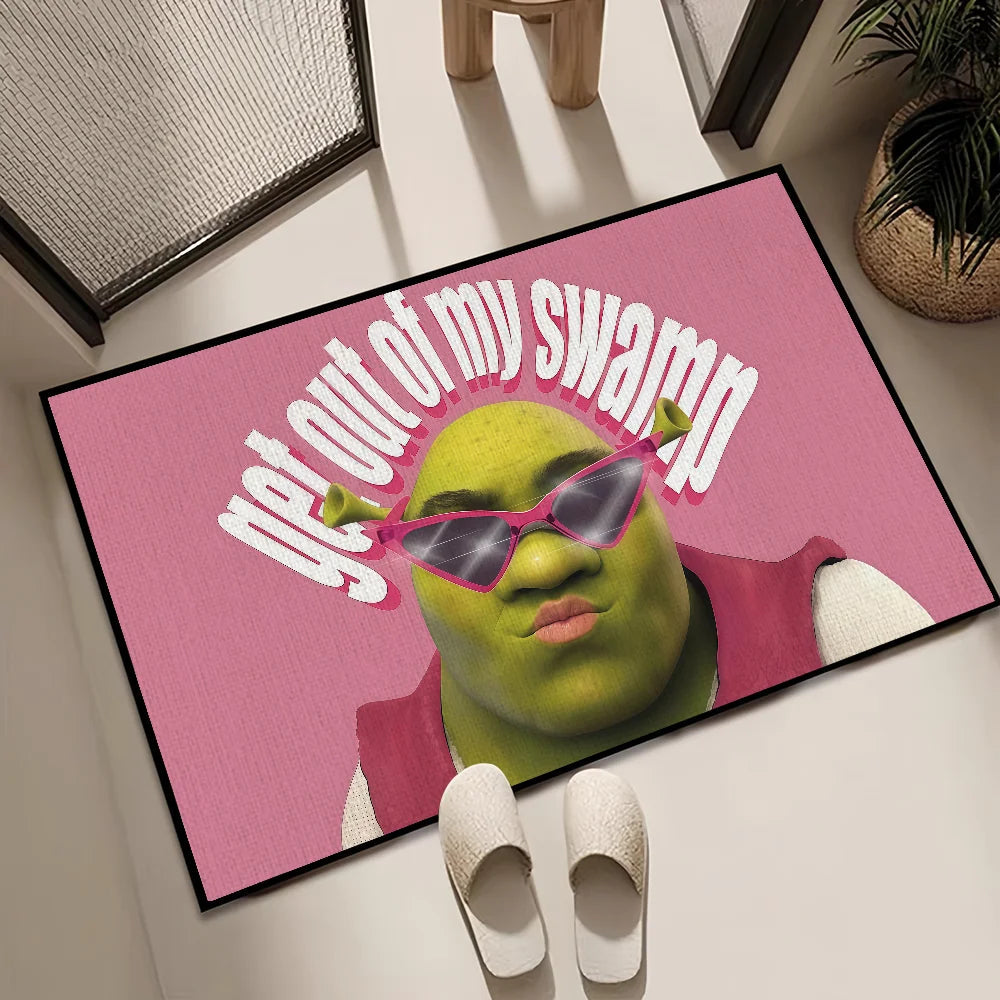 funny Classic Home Bedside Rug Kitchen Bath Floor Mat Hallway Balcony Carpet Green Face Entrance Doormat hogar Decor s-Shreks The WTF Store