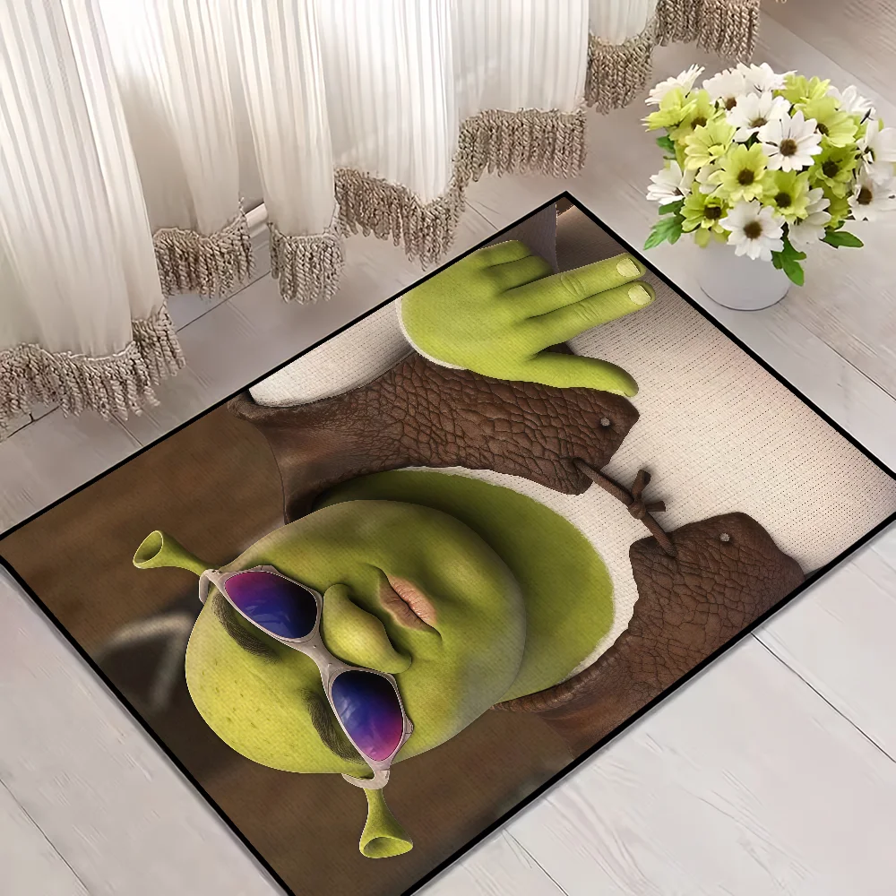 funny Classic Home Bedside Rug Kitchen Bath Floor Mat Hallway Balcony Carpet Green Face Entrance Doormat hogar Decor s-Shreks The WTF Store