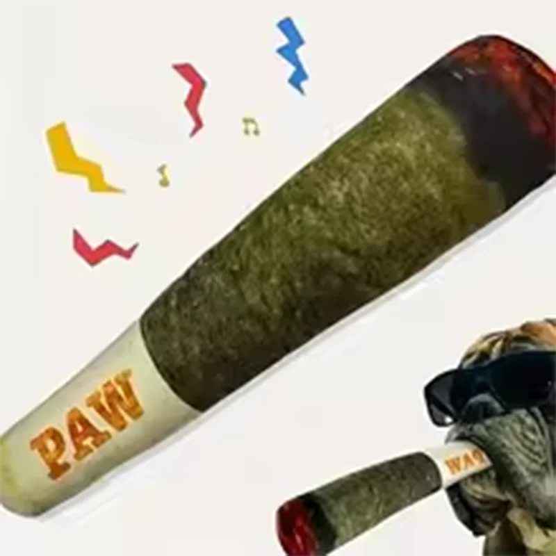 Funny Interactive Dog Toys Cigar Design Plush Squeaky Pet Toys Grinding Teeth Creative Chew Cool Stuffed Gifts for Dog Birthday The WTF Store