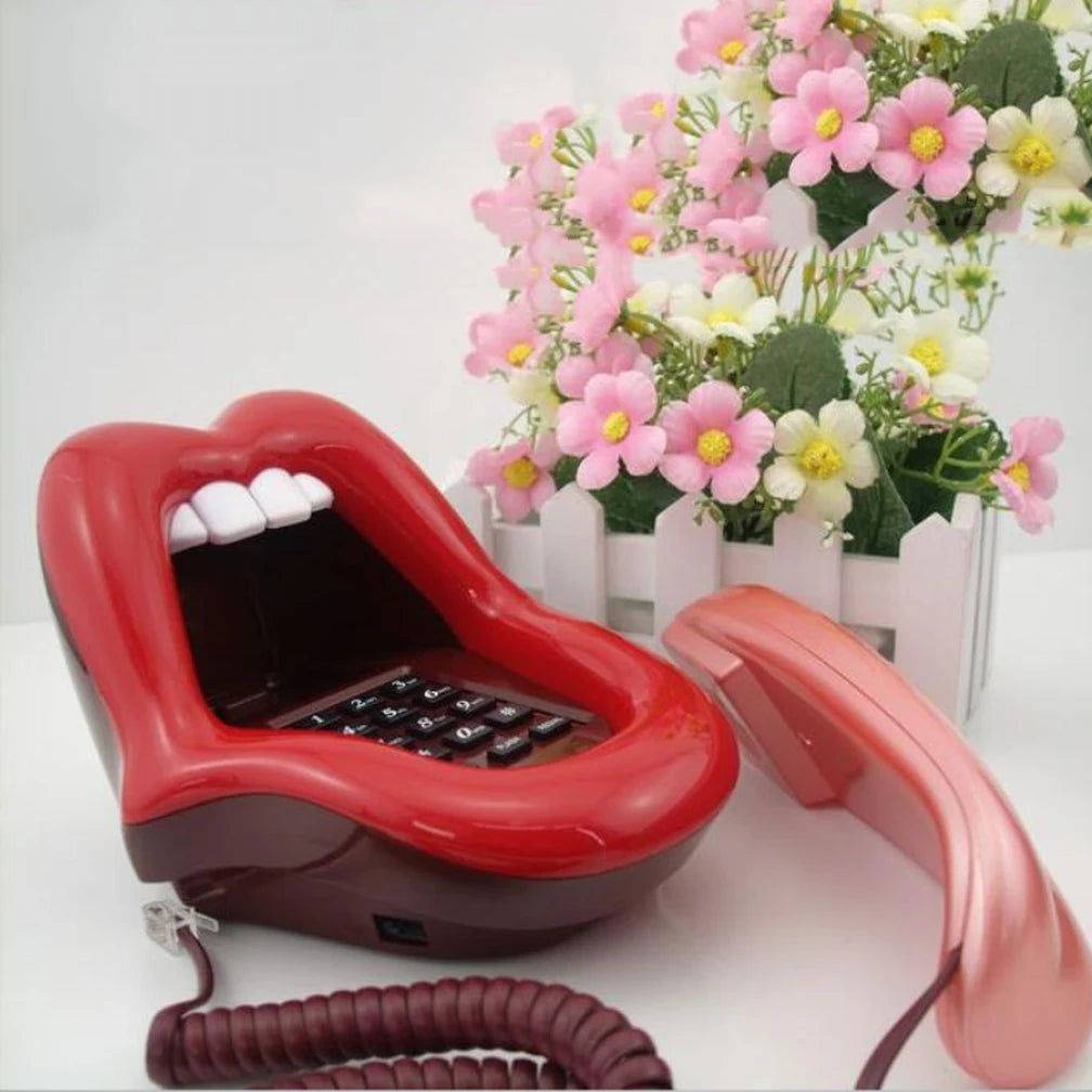 Landline Phones for Home, Red Mouth Telephone, Novelty Big Tongue Phone, Wired Funny Lip Phone Gift Real Corded Telephone Set The WTF Store